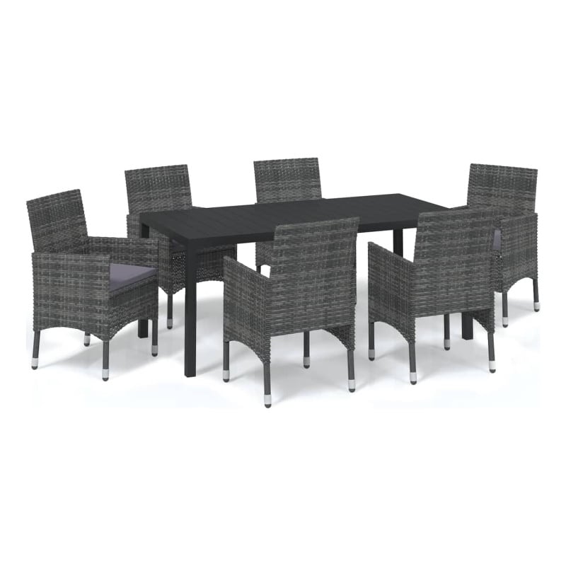 Afuera Living PE Rattan & Steel Dining Set in Gray/Black/Dark Gray