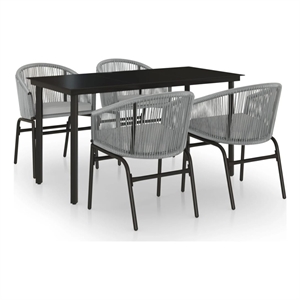 Afuera Living Powder-Coated Steel Medium Garden Dining Set in Gray