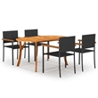 Afuera Living Solid Acacia Wood Medium Durable Dining Set in Black