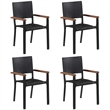 Afuera Living Solid Acacia Wood Medium Durable Dining Set in Black