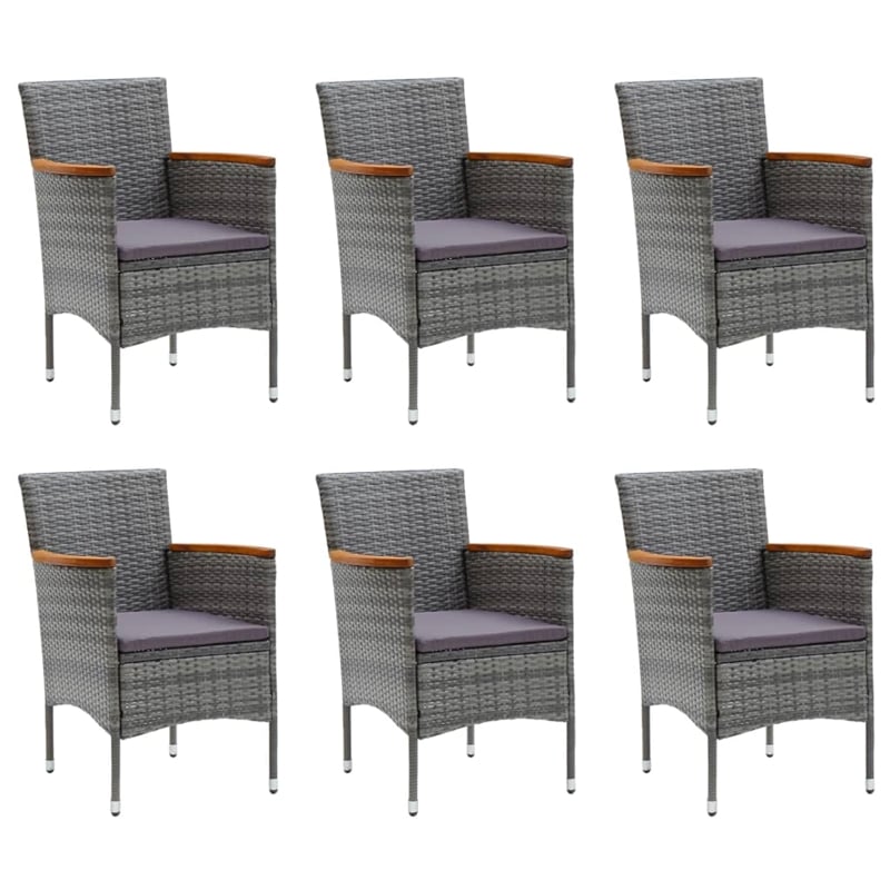 Afuera Living Solid Acacia Wood Large Ergonomic Dining Set in Gray