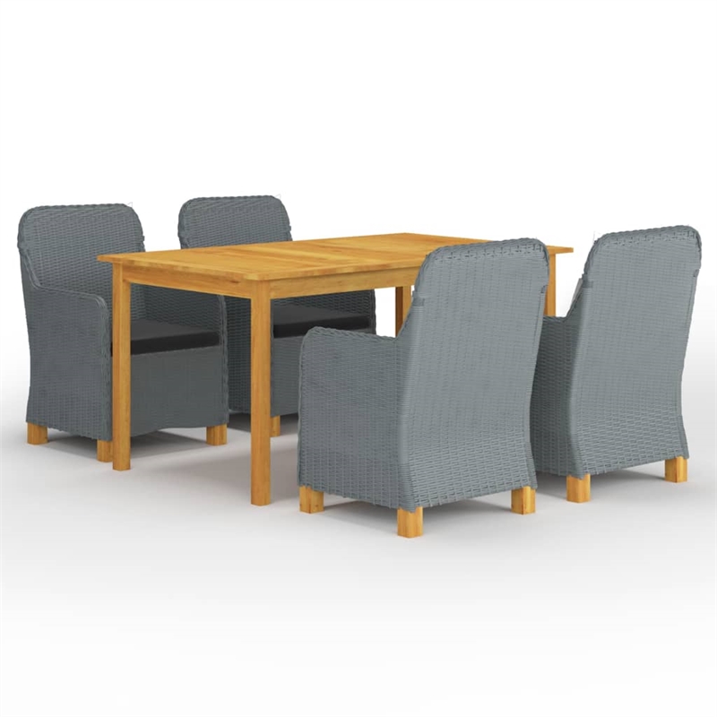 Afuera Living Dining Set in Light Gray Chair With in Black Cushion