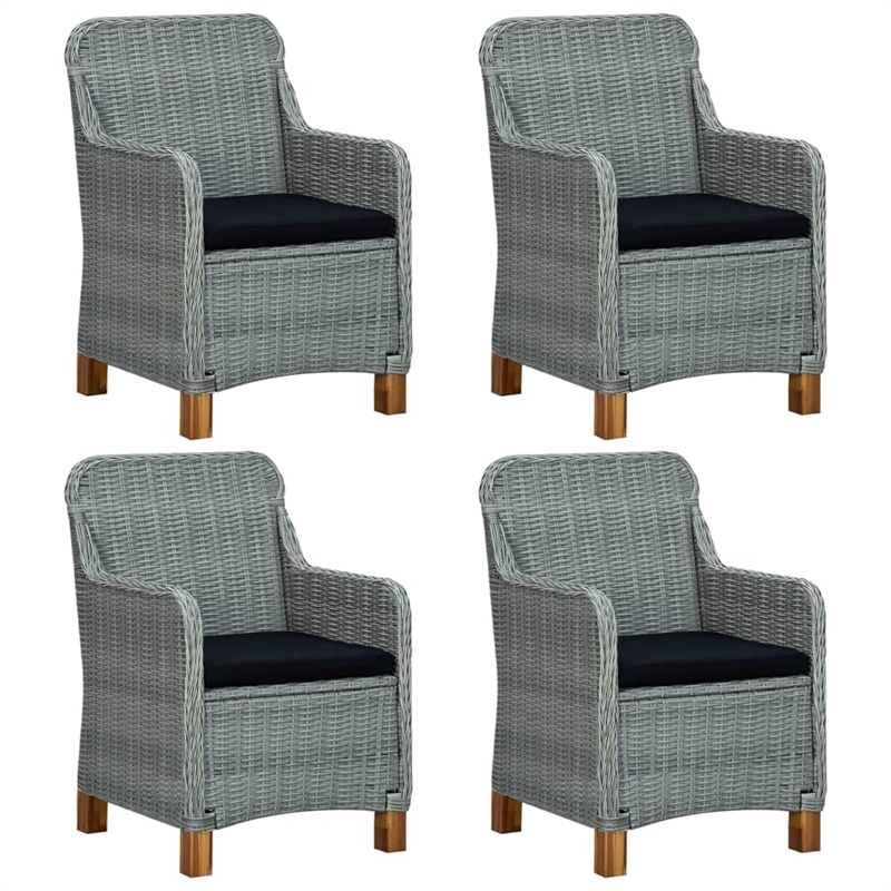 Afuera Living Dining Set in Light Gray Chair With in Black Cushion