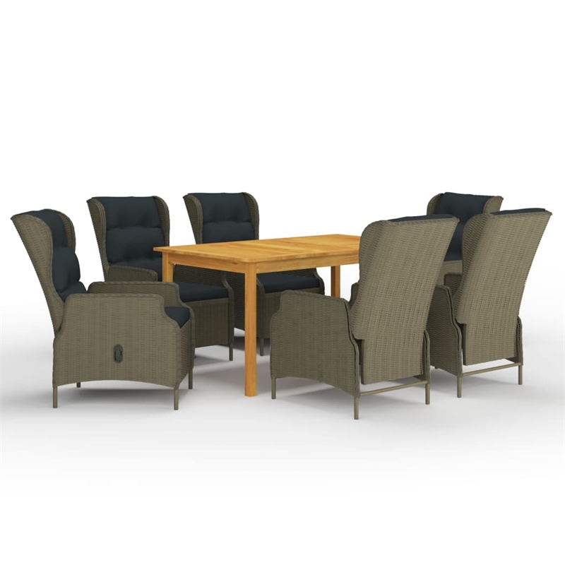 Afuera Living Solid Acacia Wood Medium Outdoor Dining Set in Brown