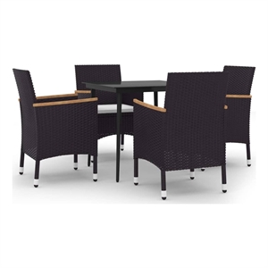Afuera Living Garden Dining Set in Black With Cream White Cushions