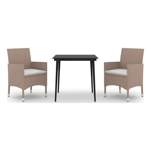 Afuera Living Steel & Glass Garden Dining Set in Beige/Cream/Black