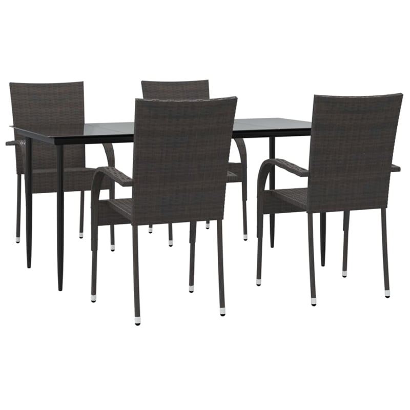 Afuera Living PE Rattan Large Stackable Garden Dining Set in Brown
