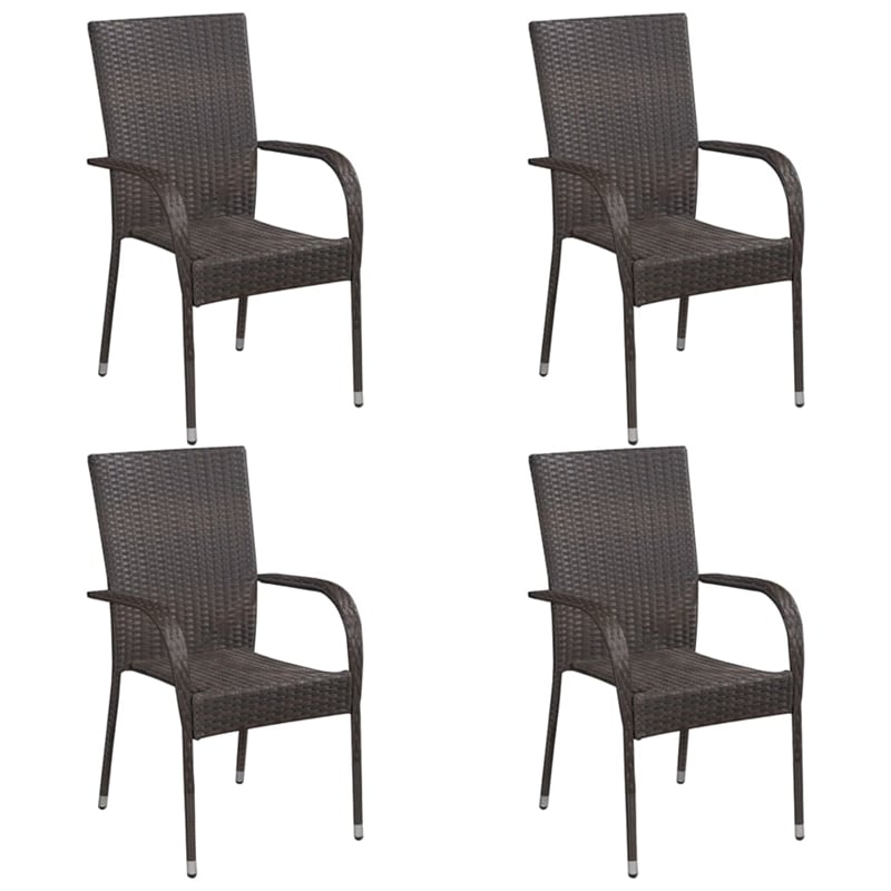 Afuera Living PE Rattan Large Stackable Garden Dining Set in Brown
