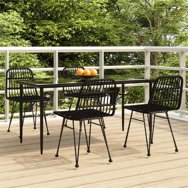 Afuera Living Steel 5 Piece Set Durable Garden Dining Set in Black