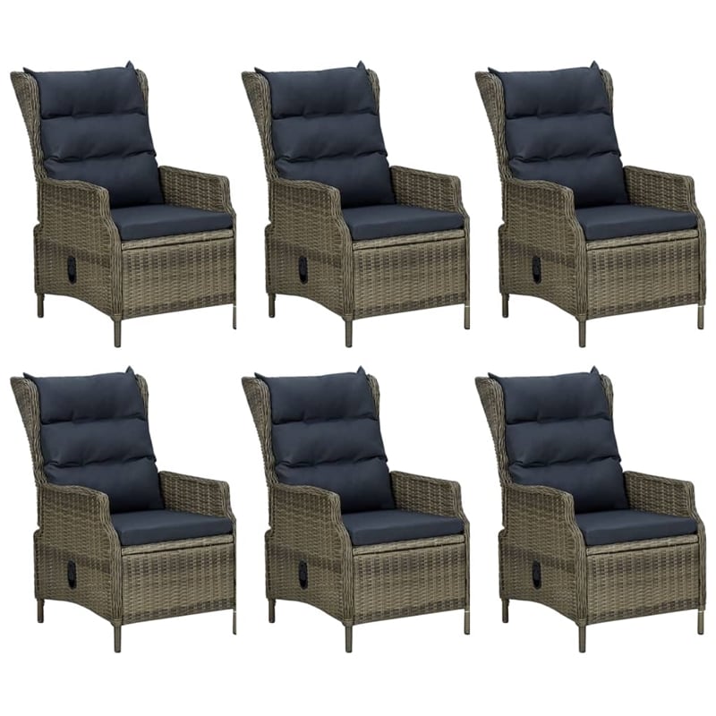 Afuera Living Poly Rattan 7 Piece Set Garden Dining Set in Brown