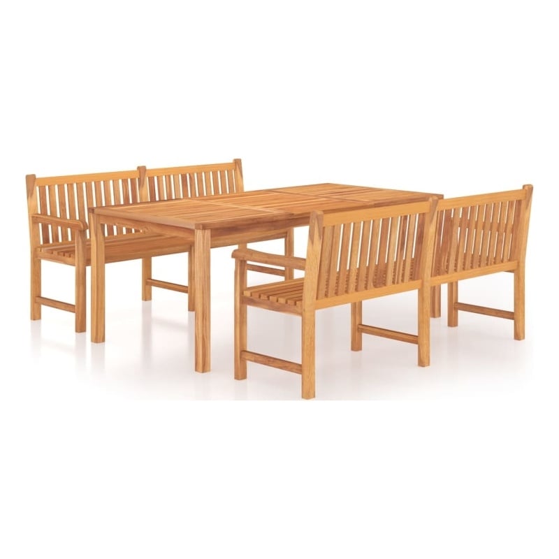 Afuera Living Teak Wood Large Durable Garden Dining Set in Brown