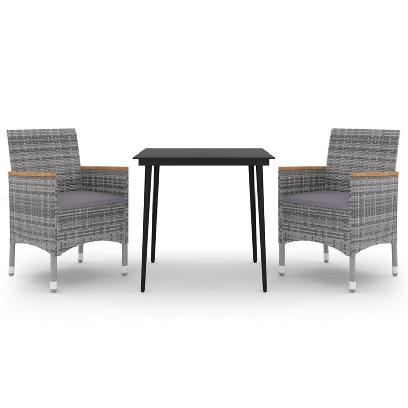 Afuera Living PE Rattan Medium Durable Garden Dining Set in Gray