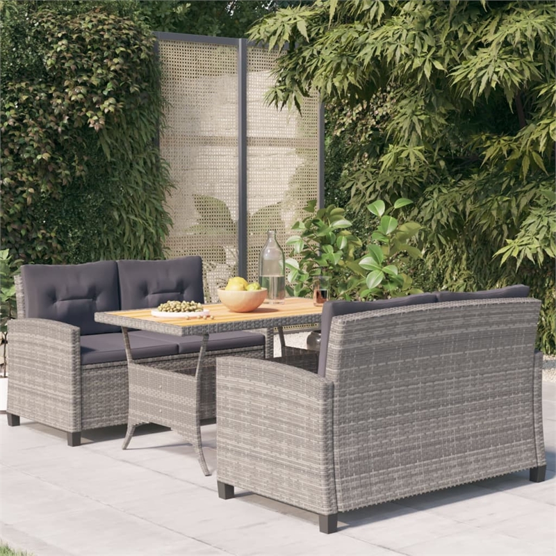 Afuera Living PE Rattan Medium Lightweight Garden Dining in Gray