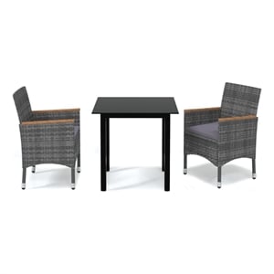 Afuera Living PE Rattan Medium Durable Square Dining Set in Gray