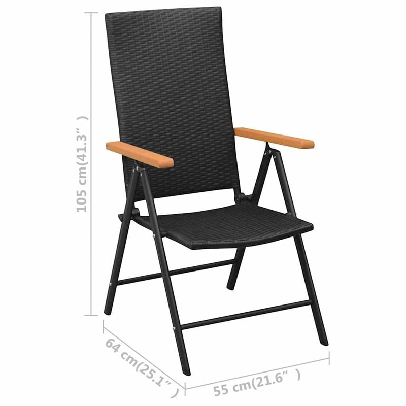 Afuera Living PE Rattan/Glass Standard Dining Set in Black/Brown