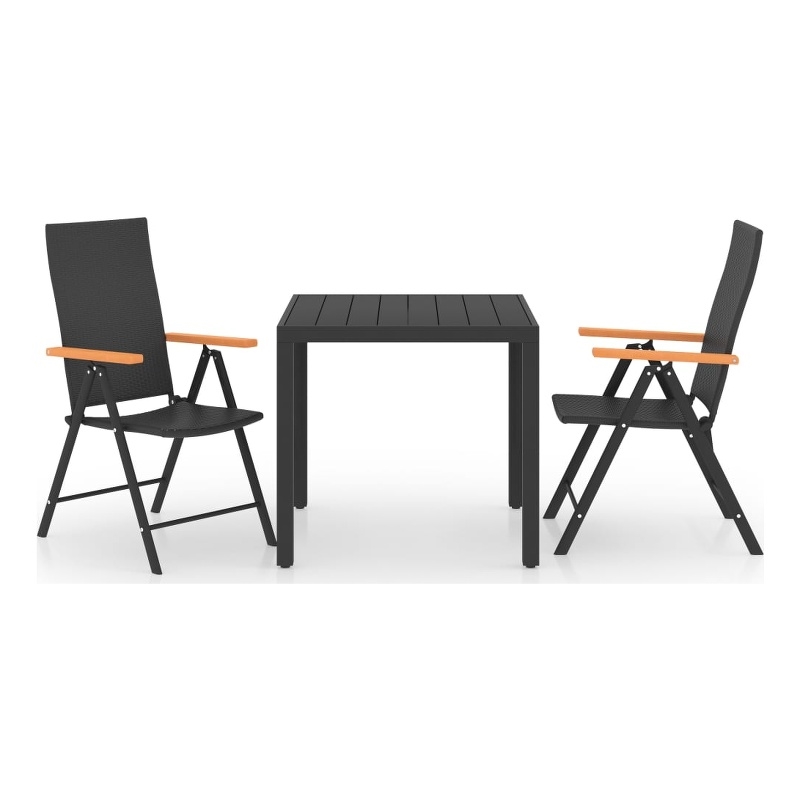 Afuera Living PE Rattan/Aluminum Small Dining Set in Black/Brown