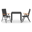 Afuera Living PE Rattan/Aluminum Small Dining Set in Black/Brown