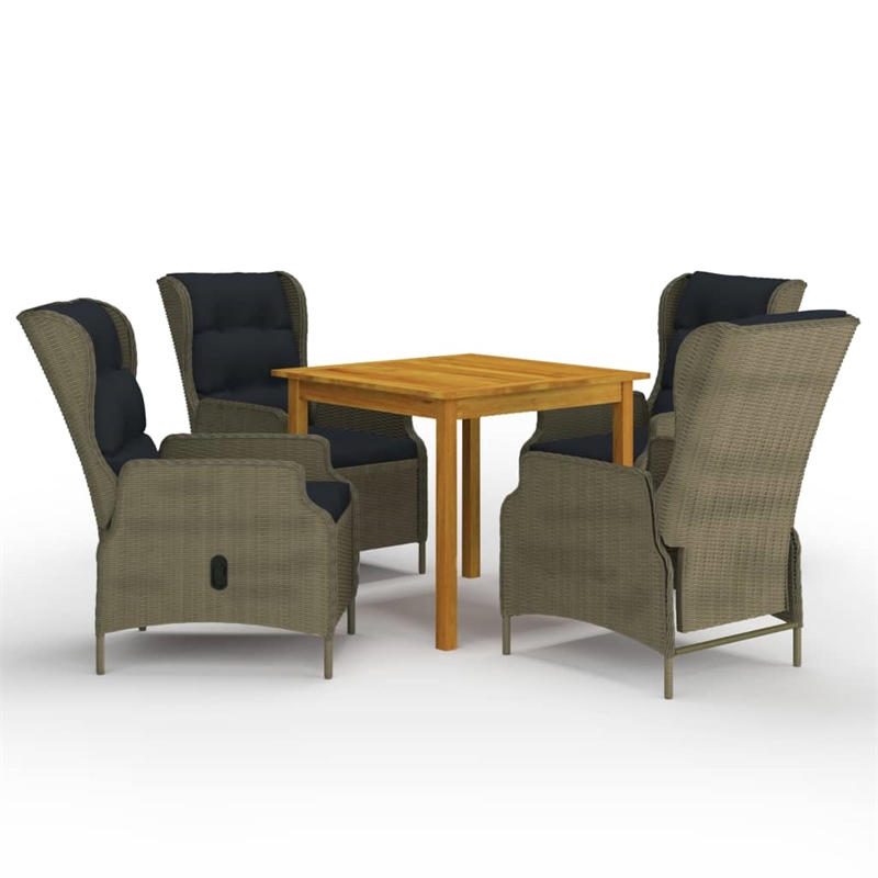 Afuera Living Solid Acacia Wood Standard Garden Dining Set in Brown