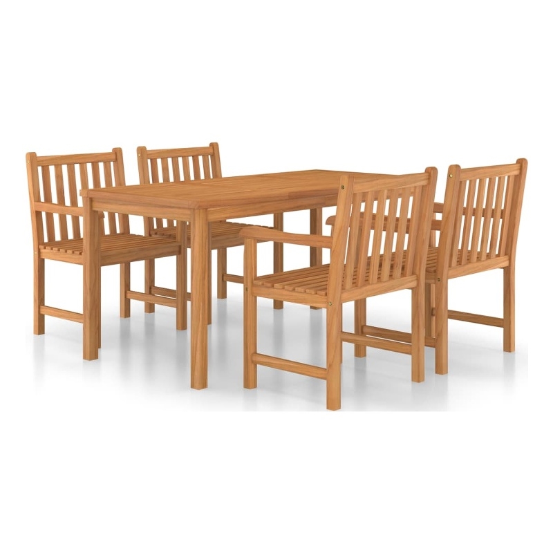 Afuera Living Solid Teak Wood Medium Garden Dining Set in Warm Brown