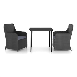 Afuera Living Garden Dining Set in Black With in Dark Gray Cushions