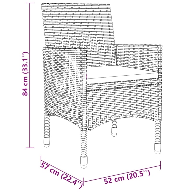 Afuera Living Garden Dining Set in Gray Poly Rattan Compact Durable
