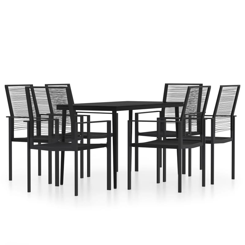 Afuera Living Powder-Coated Steel Large Durable Dining Set in Black