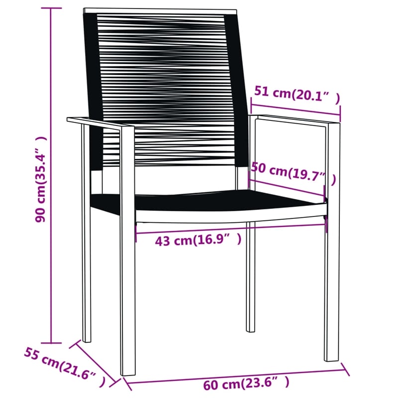 Afuera Living Powder-Coated Steel Large Durable Dining Set in Black