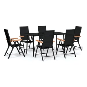 Afuera Living PE Rattan 7 Piece Foldable Garden Dining Set in Black