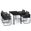 Afuera Living Powder-Coated Steel Medium Garden Dining Set in Black