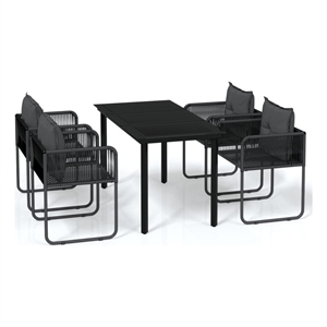 Afuera Living Powder-Coated Steel Medium Garden Dining Set in Black