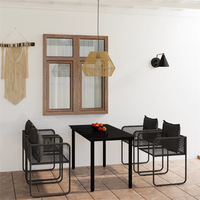 Afuera Living Powder-Coated Steel Medium Garden Dining Set in Black