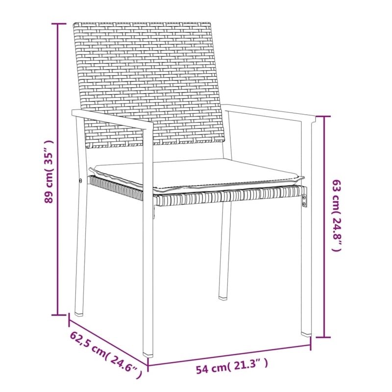 Afuera Living Poly Rattan Medium Durable Garden Dining Set in Black