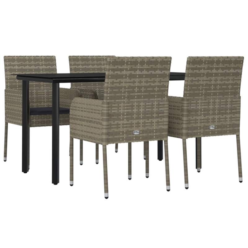 Afuera Living PE Rattan 5 Piece Garden Dining Set in Black and Gray