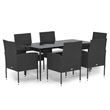 Afuera Living Garden Dining Set Table in Black/Cushions Cream White