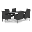 Afuera Living Garden Dining Set Table in Black/Cushions Cream White