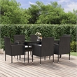 Afuera Living Garden Dining Set Table in Black/Cushions Cream White