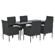 Afuera Living Garden Dining Set Table in Black/Cushions Cream White