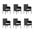 Afuera Living Garden Dining Set Table in Black/Cushions Cream White
