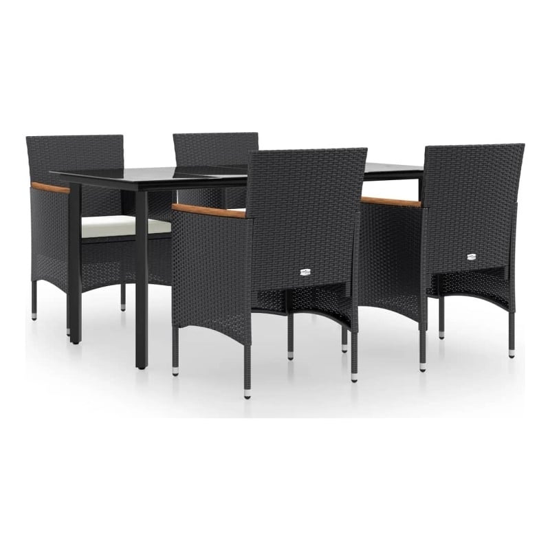 Afuera Living Contemporary Garden Dining Set in Black/Cream White
