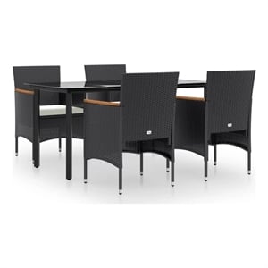 Afuera Living Contemporary Garden Dining Set in Black/Cream White