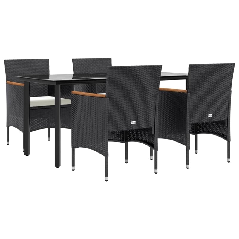 Afuera Living Contemporary Garden Dining Set in Black/Cream White