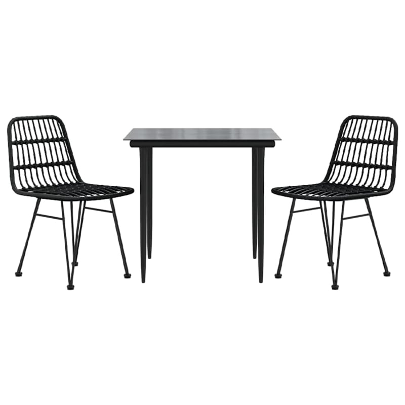 Afuera Living Poly Rattan Medium Durable Garden Dining Set in Black
