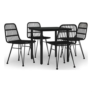 Afuera Living Poly Rattan Medium Durable Garden Dining Set in Black
