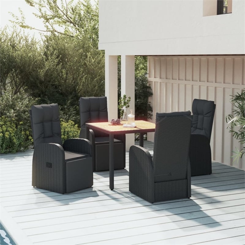 Afuera Living Solid Acacia Wood Standard Garden Dining Set in Black