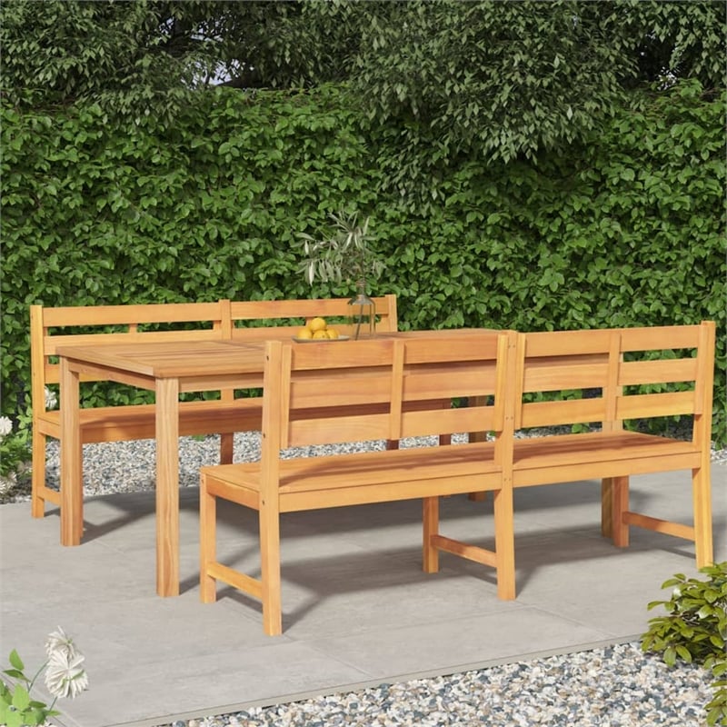 Afuera Living Solid Teak Wood Large Garden Dining Set Natural/Brown