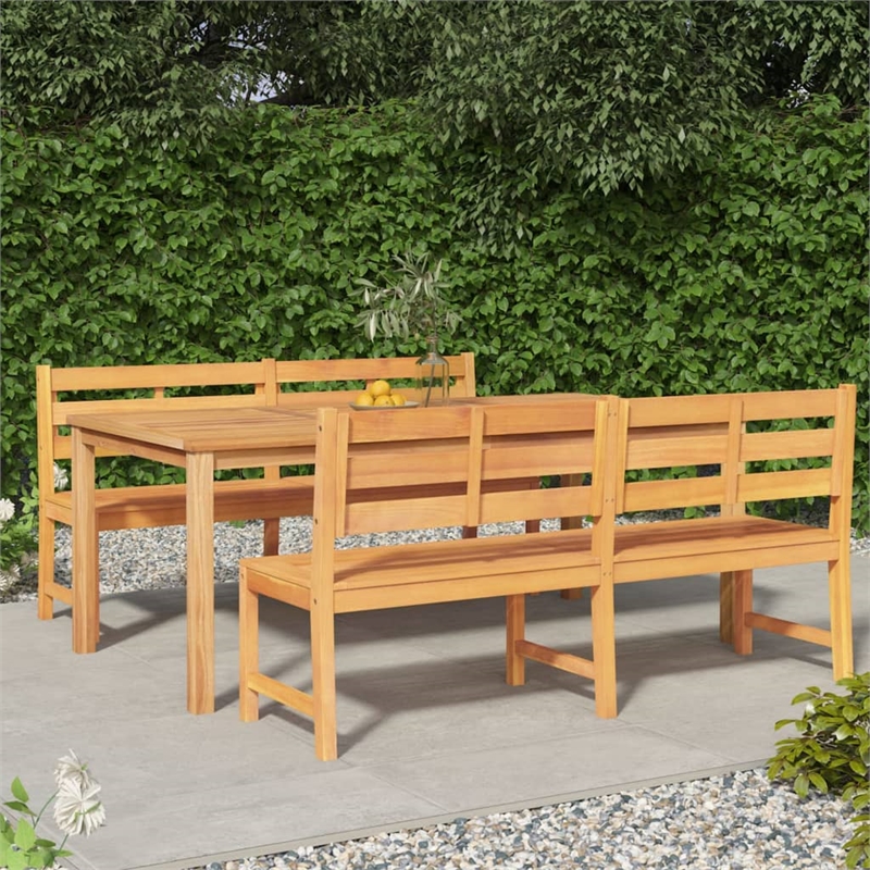 Afuera Living Solid Teak Wood Large Garden Dining Set Natural/Brown