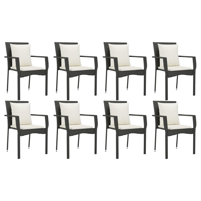 Afuera Living Garden Dining Set in Black Table/Cream White Cushions