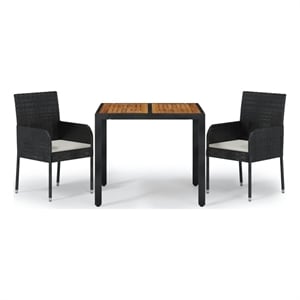 Afuera Living Contemporary Garden Dining Set in Black/Cream White