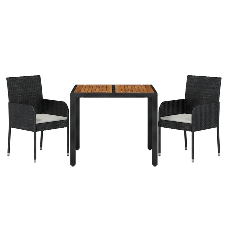 Afuera Living Contemporary Garden Dining Set in Black/Cream White