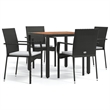 Afuera Living Contemporary Garden Dining Set in Black/Cream White